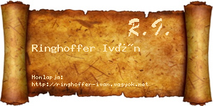 Ringhoffer Iván névjegykártya